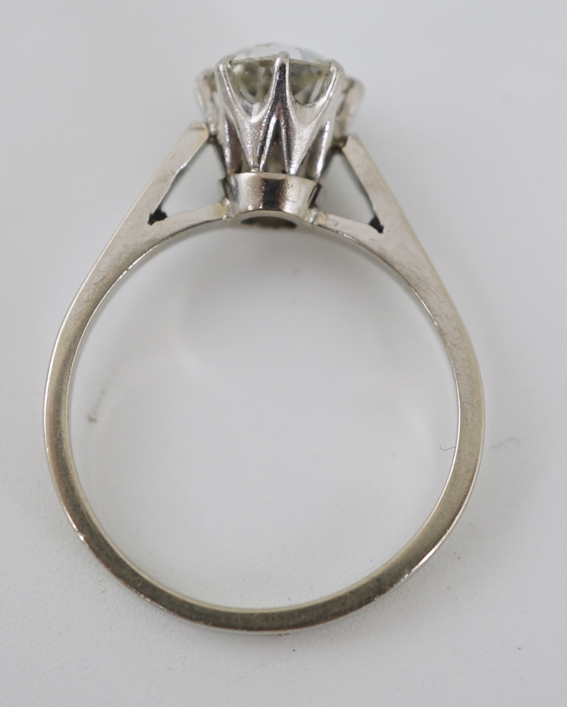 A 1970's 18ct white gold and solitaire diamond set ring